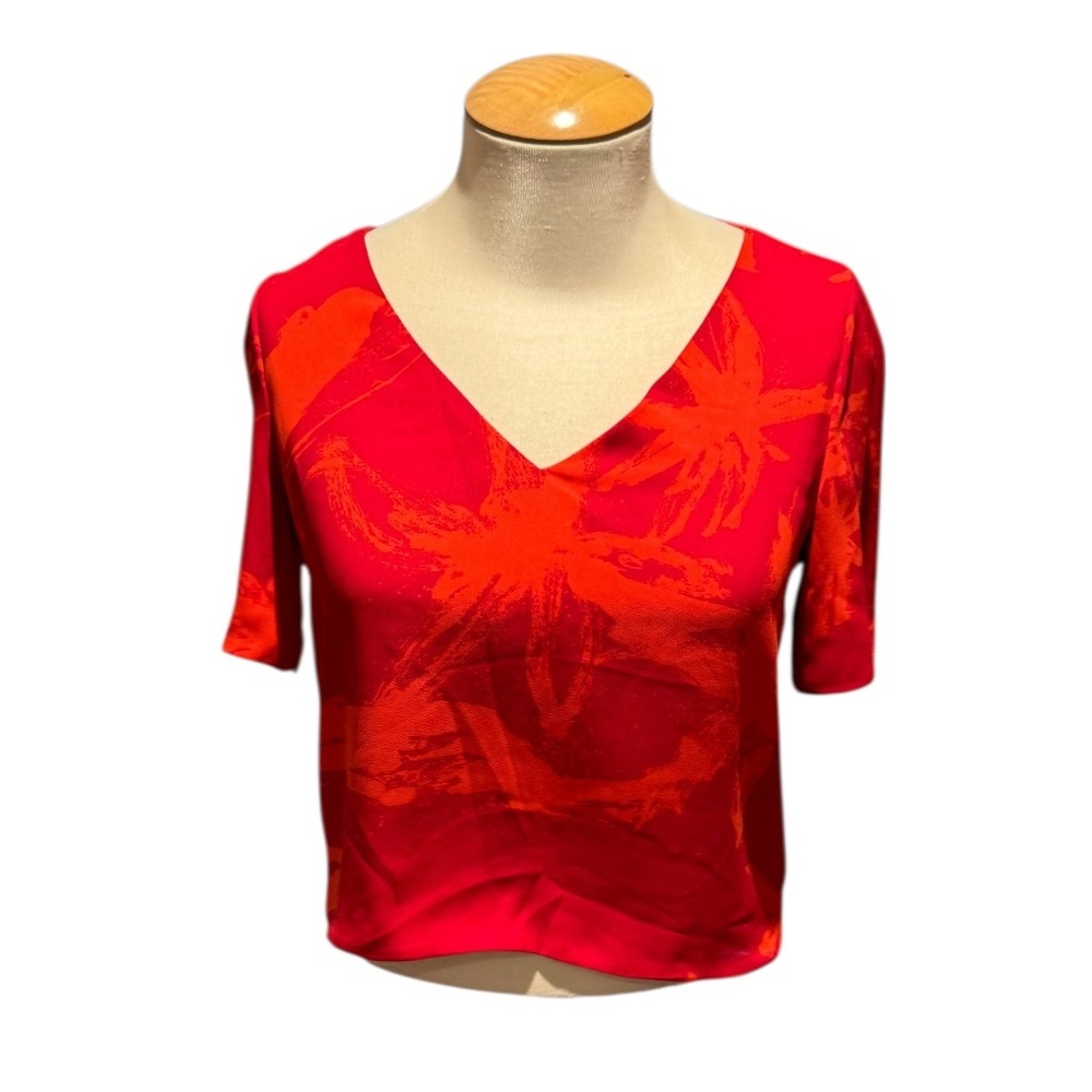 BABATON Aritzia red short sleeve blouse - size xxs